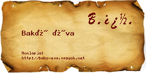 Bakó Éva névjegykártya